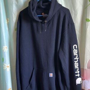Carhartt  XL Tall Heavyweight Navy Hoodie with Sleeve Logo
